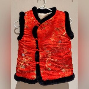 Cozy and Warm Red and Black Kids Vest - 130cm